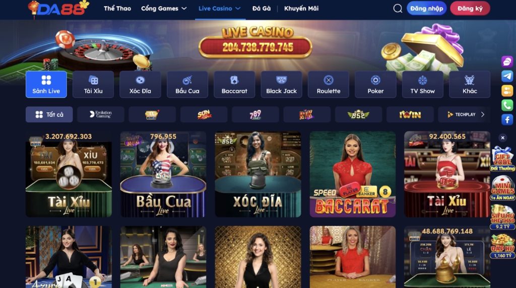 Giới thiệu sảnh cược Live Casino tại DA88