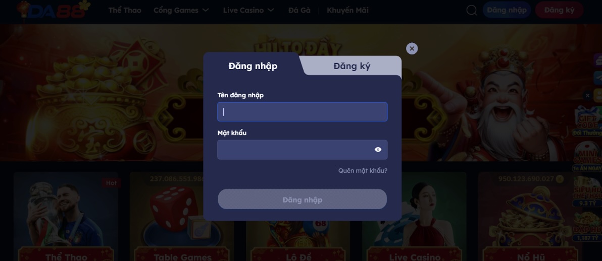 Hướng dẫn đăng nhập tài khoản DA88
